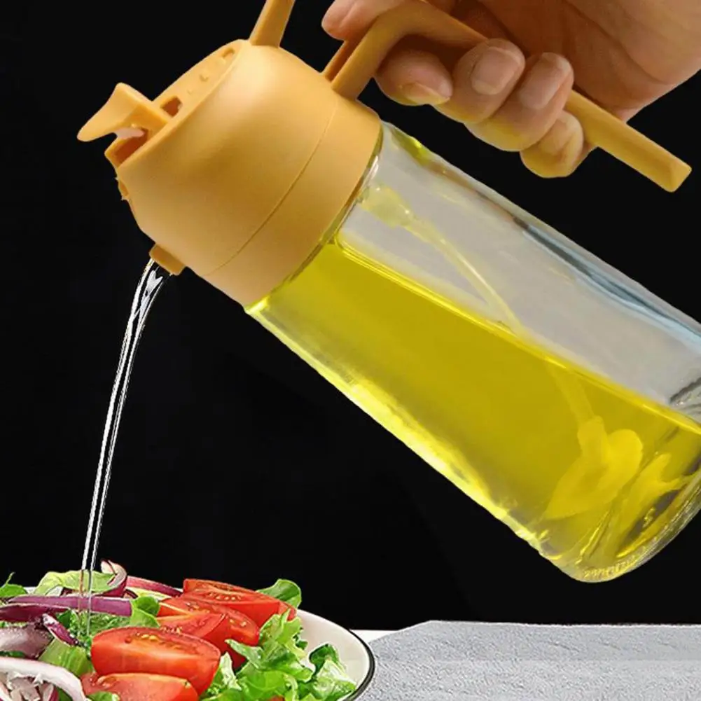 470ML Oil Dispenser Spray Pour 2 In 1 Olive Bottle Sprayer For Air Fryer Oil BPA-Free Glass Wide Mouth Oil Sprayer Kitchen Tools