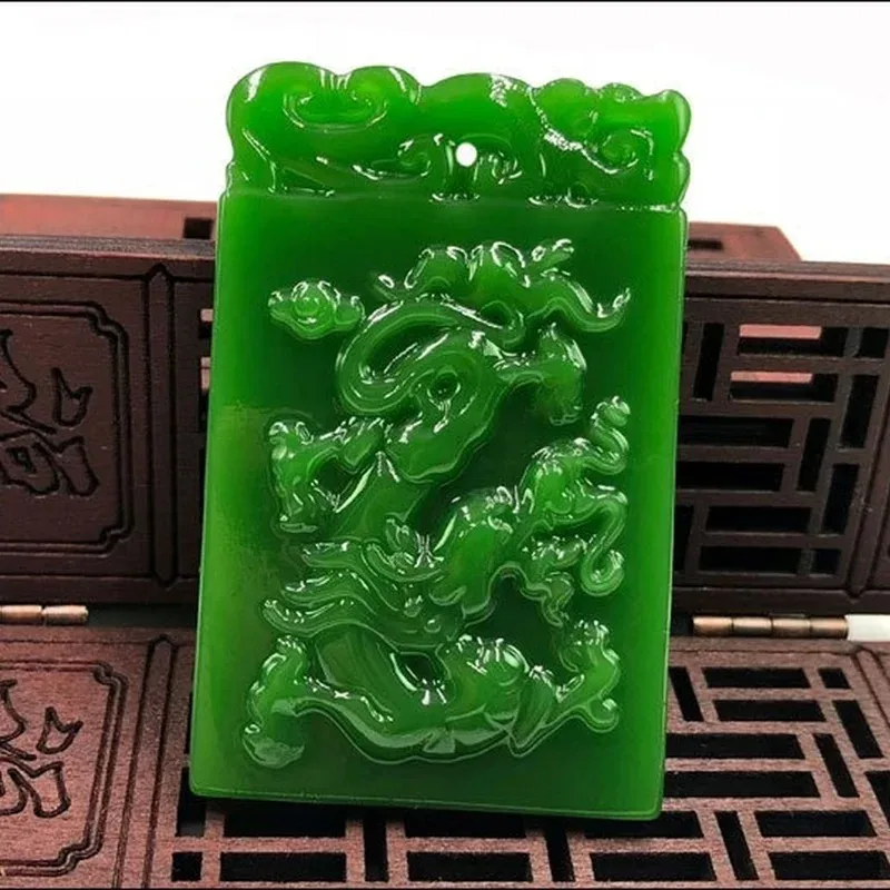 

Natural Green Hand Carved Zodiac Dragon Jade Pendant Fashion Jewelry Men's and Women's Zodiac Dragon Necklace