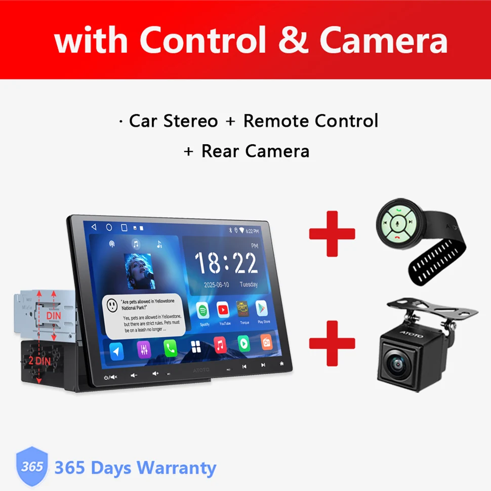 10 inch Android autoradio single 1 DIN intrekbaar scherm Apple CarPlay Android Auto 1DIN autoradio Bluetooth speler head unit