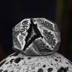 Wholesale Cracked Fossil Punk Retro Retro Stainless Steel Mens Rings Boy Girlfriend Gift Biker Jewelry Freeshipping
