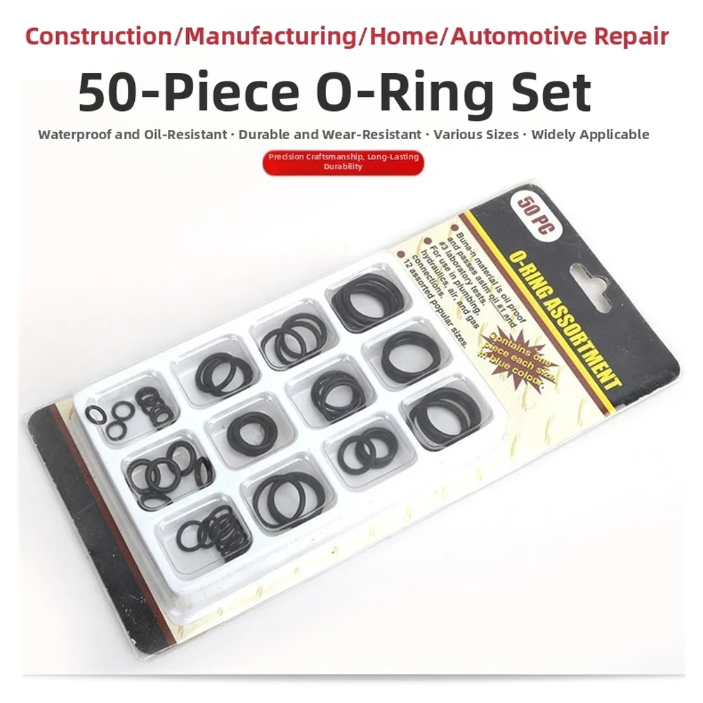 Assortment Set 50 Piece O Rings Buna N Rubber For Plumbing Hydraulic Air Gas Applications Multi Size Seal Rings