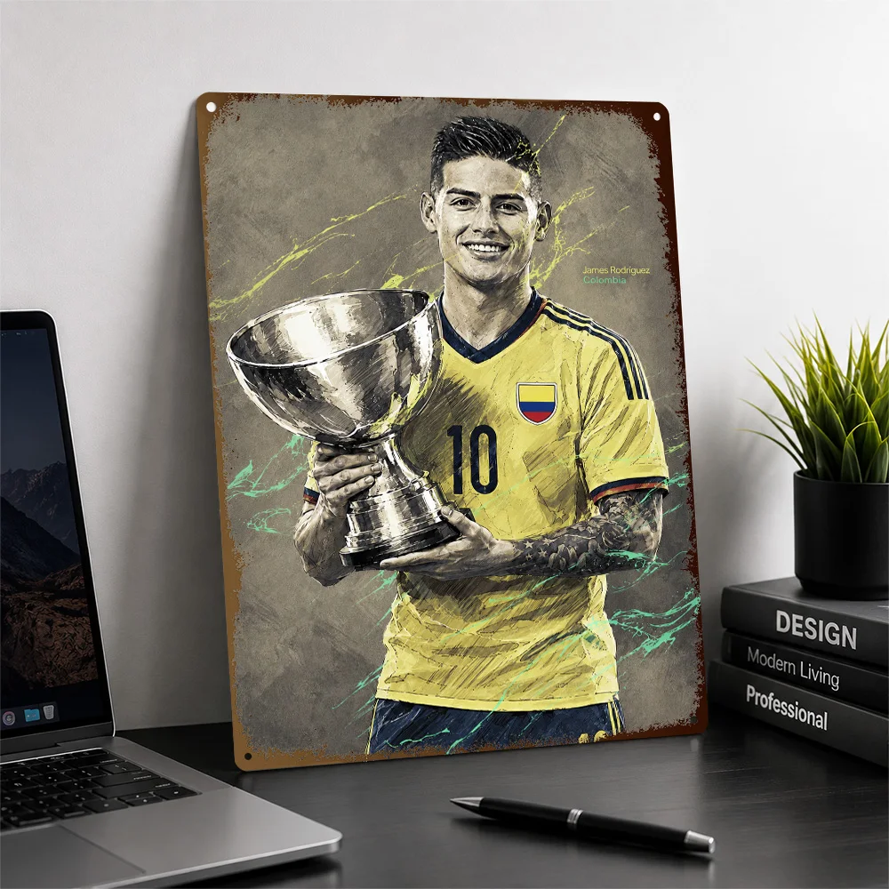 James Rodríguez Football Printed Poster Personalized Aluminum Metal Sign Victory Moment Style Wall Art Made For Dedicated Fans