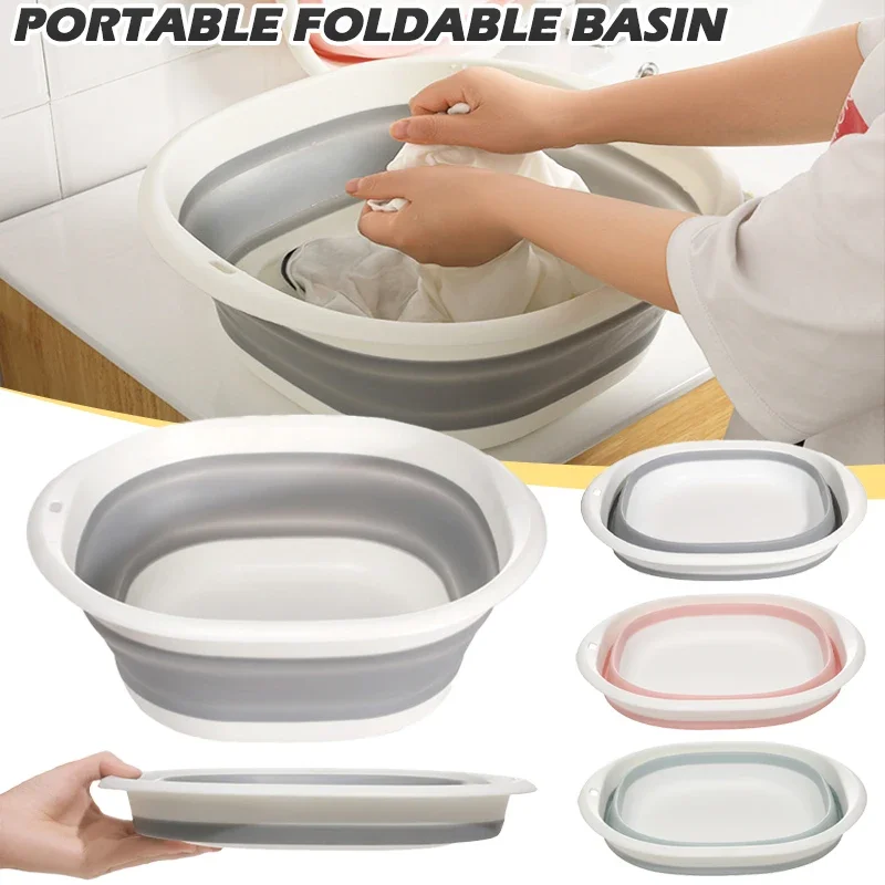 Plastic Folding Basins Bathroom Portable Washtub Travel Camping Washing Up Bowl Multi-function Fordable Basin Baby Foot Basin
