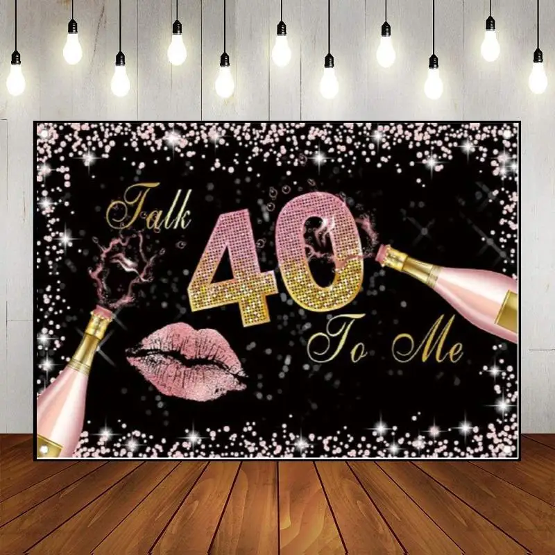 

40year Background Banner Decoration Party Backdrop Wall Happy 40th Birthday Golden The Breath of Youth Photo Balloon Photography