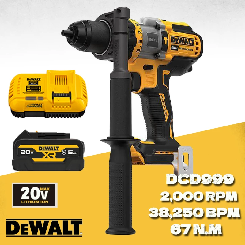 Dewalt Cordless Hammer Drill/Driver Kit 20V Flexvolt Advantage 2000RPM Impact Electrical Drill Brushless Motor Power Tool DCD999