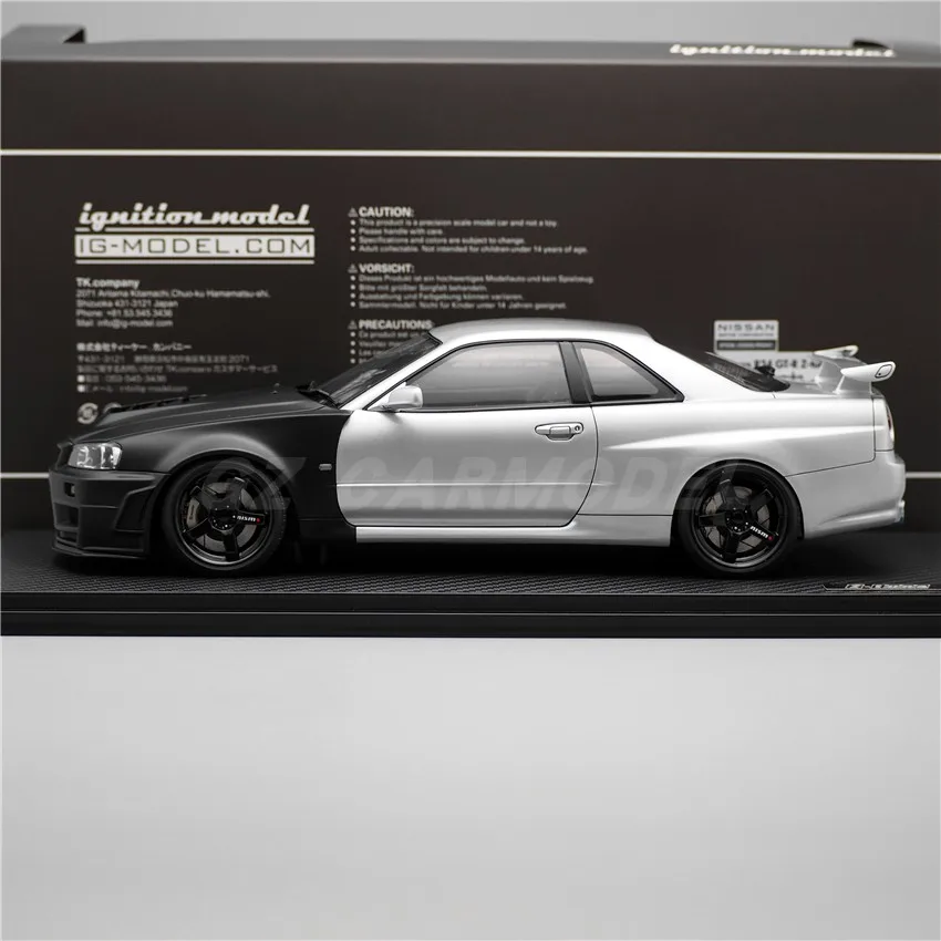 IG 1:18 Nismo R34 GTR Z-tune JDM Simulation Limited Edition Resin Metal Static Car Model Toy Gift