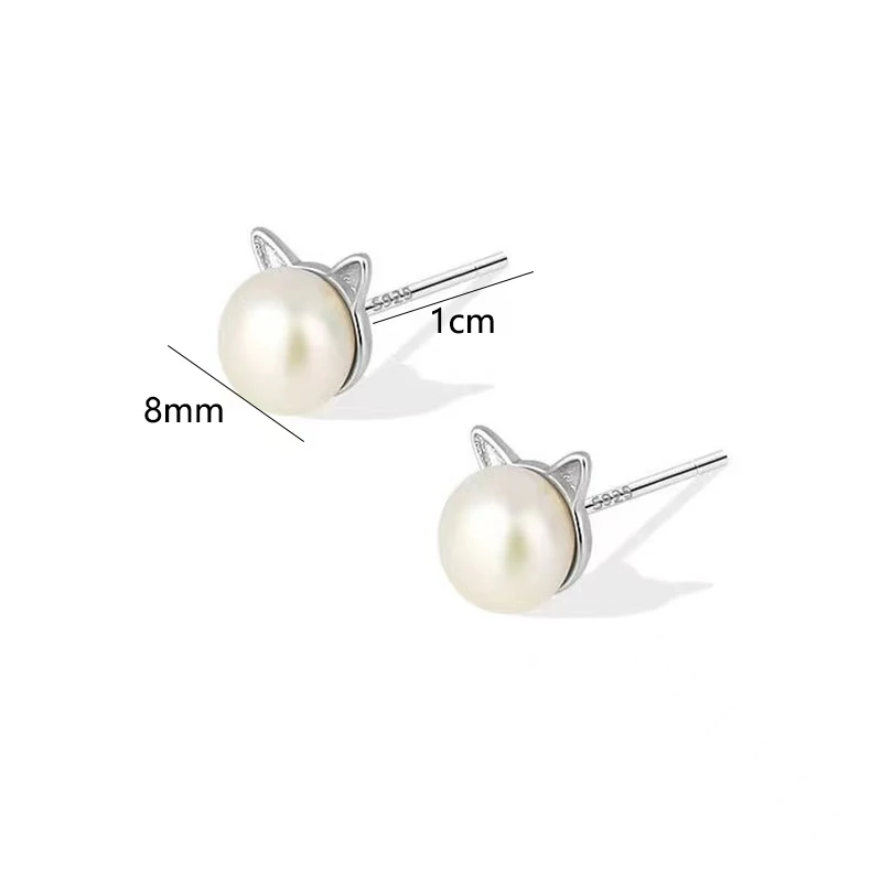Simple Little Cat Earrings Korean Version Cat Pearl Earrings Versatile Travel Accessories image 6