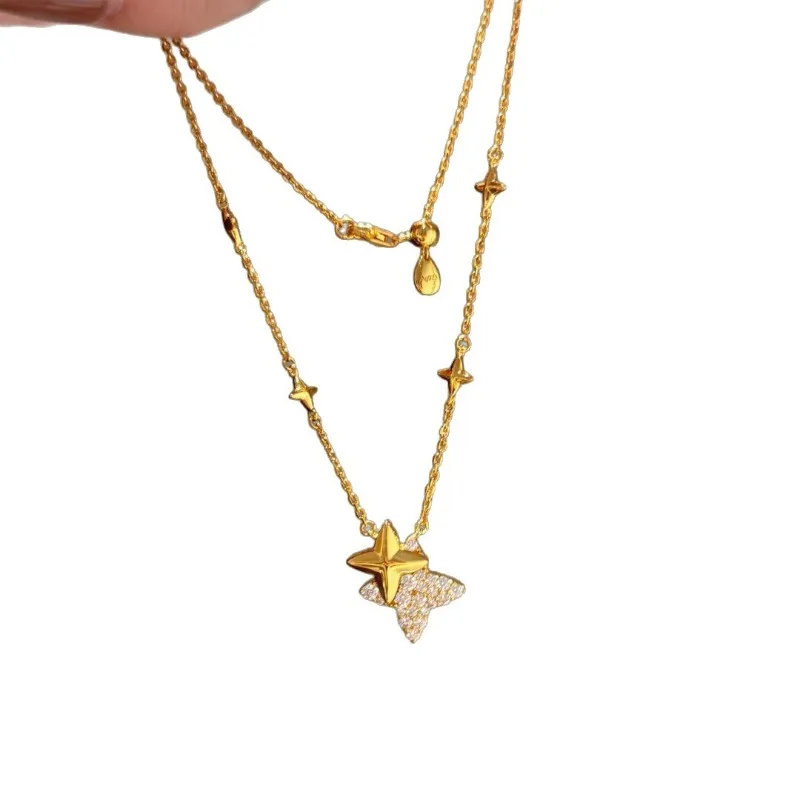 Xiaohongshu شعبية الذهبي رباعي نجمة أقراط الإناث الحلو النمط الأدبي ضوء الفاخرة لطيف رومانسية مزاجه أنيقة #5