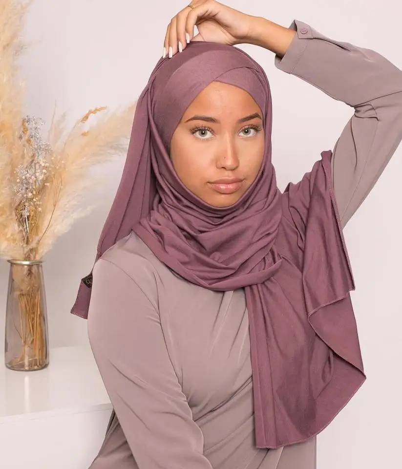 Camisa clássica hijabs gravata cruzada lenço instantâneo simples cor sólida lenços estilo cabeça envoltório lenço para mulher turbante macio