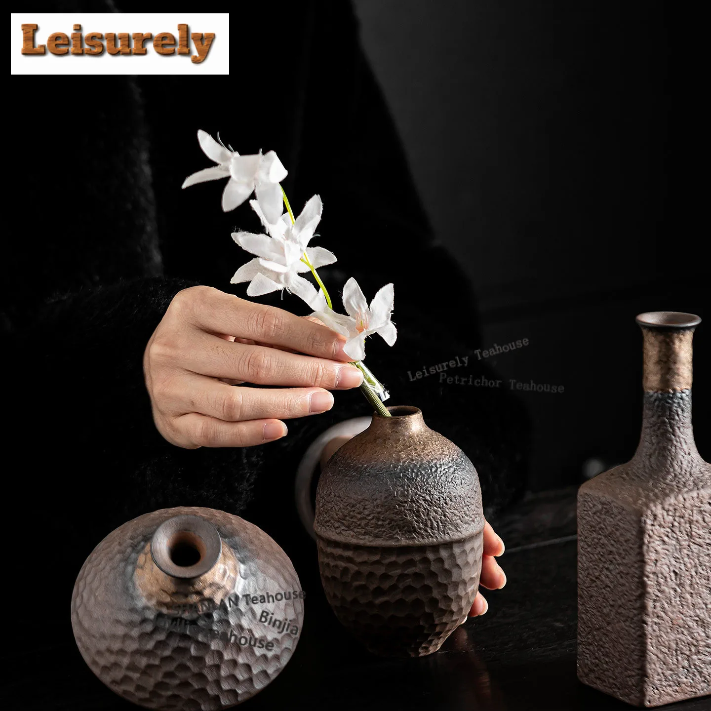 Gilt Retro Roasting Malleolar Stria Vase Zen Cachepot Home Decorations Plant Pot Household Flowerpot Desktop Equipment Craft