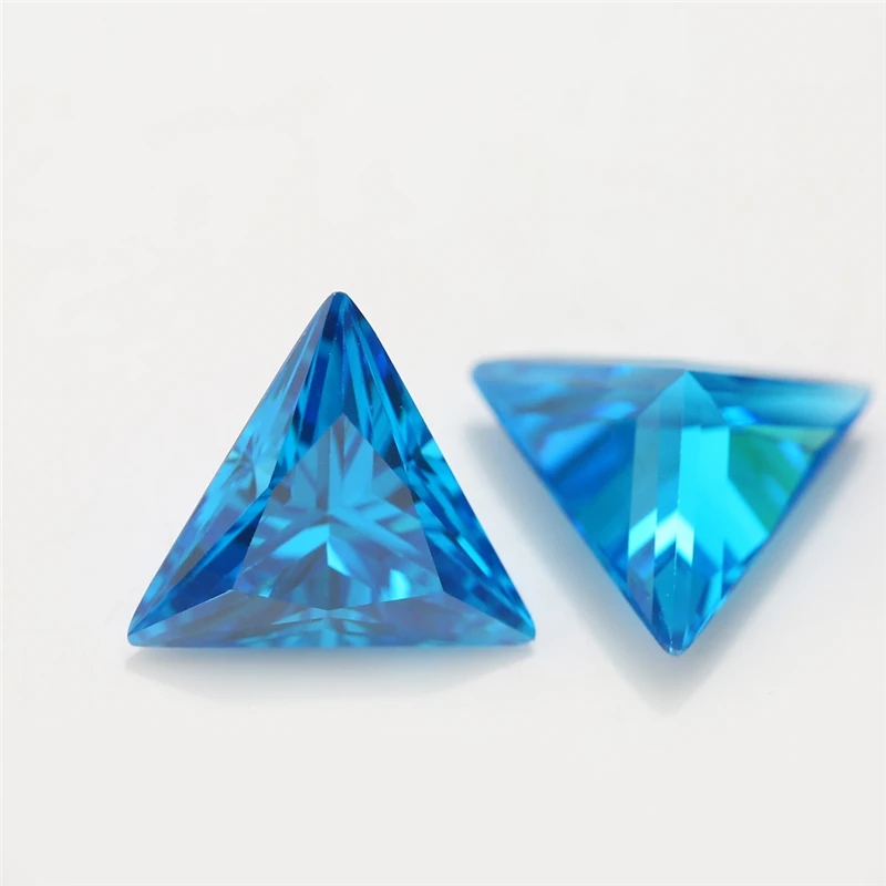 

5A Quality SeaBlue CZ Stones 5*5mm Triangle Shape Aquamarin Cubic Zirconia Stone Brilliant Cut Loose Synthetic Gems For Jewelry