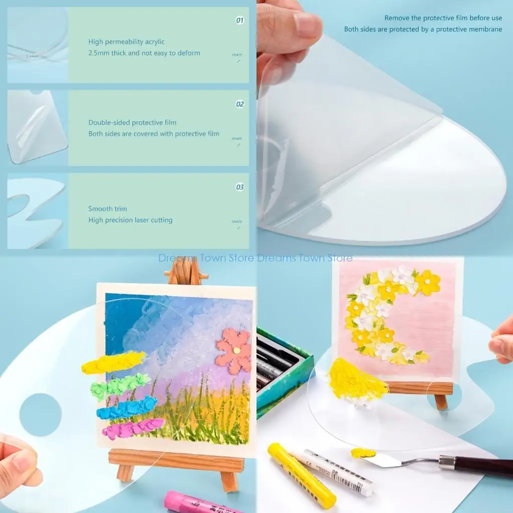 

HX6A Clear Paint Palettes for Acrylic Painting Oval Art Paint Pallet Holder Tray