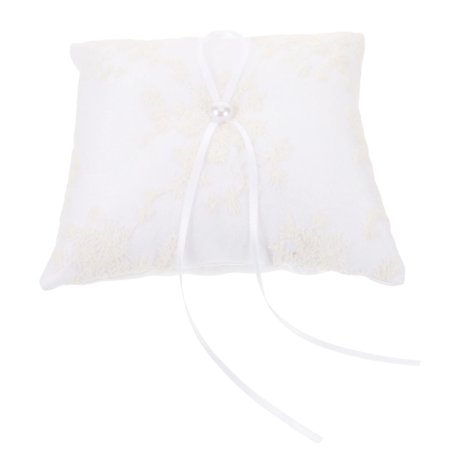 

European Wedding Ring Pillow Embroidered Lace White Satin Ring Bearer Pillow Bridal Ceremony Accessory Elegant Vintage Wedding