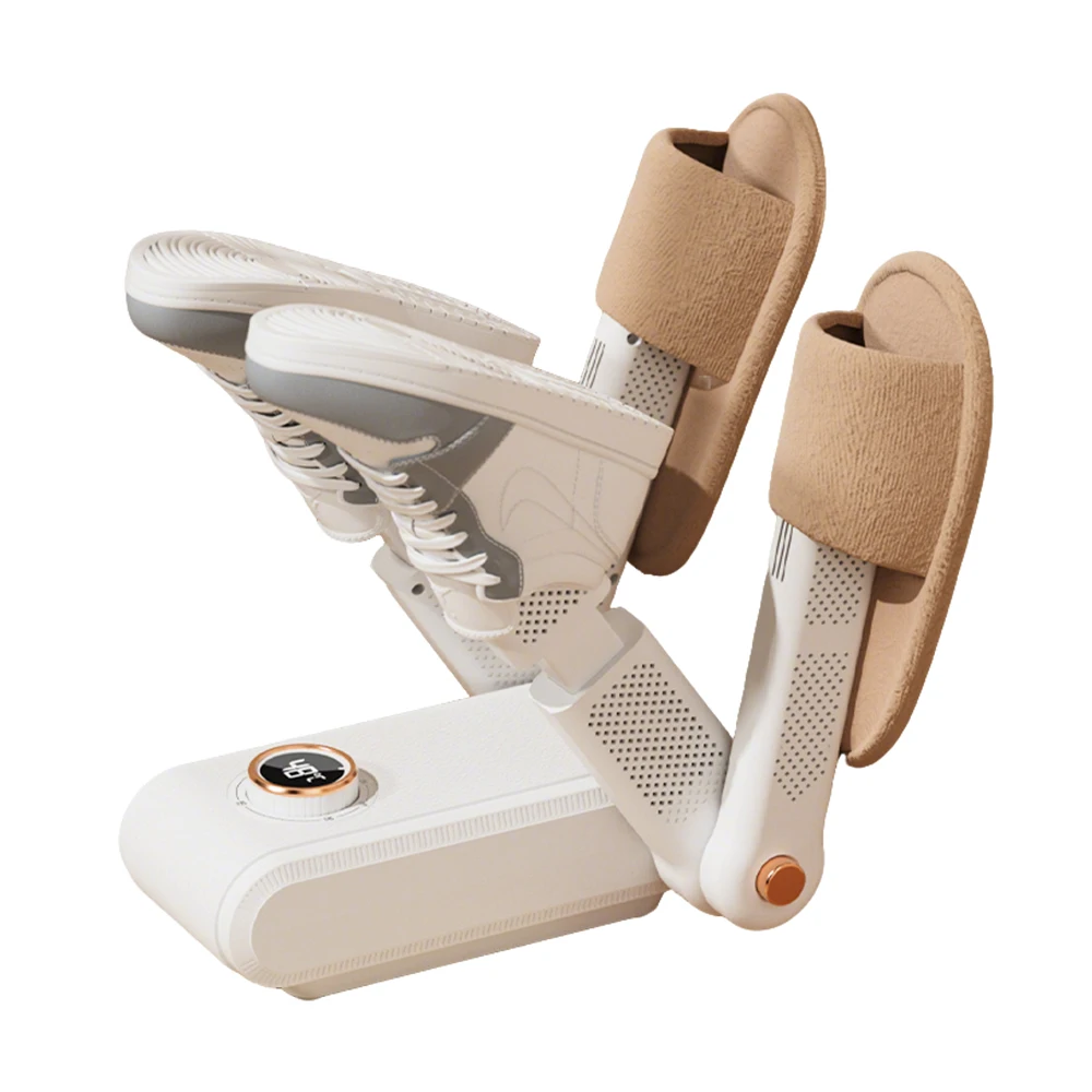 Electric Automatic Shoe Dryer 4-Tube Dual-Zone Timer 180W Quiet Portable Foldable Warmer for Boots Shoes Gloves Socks & Hats