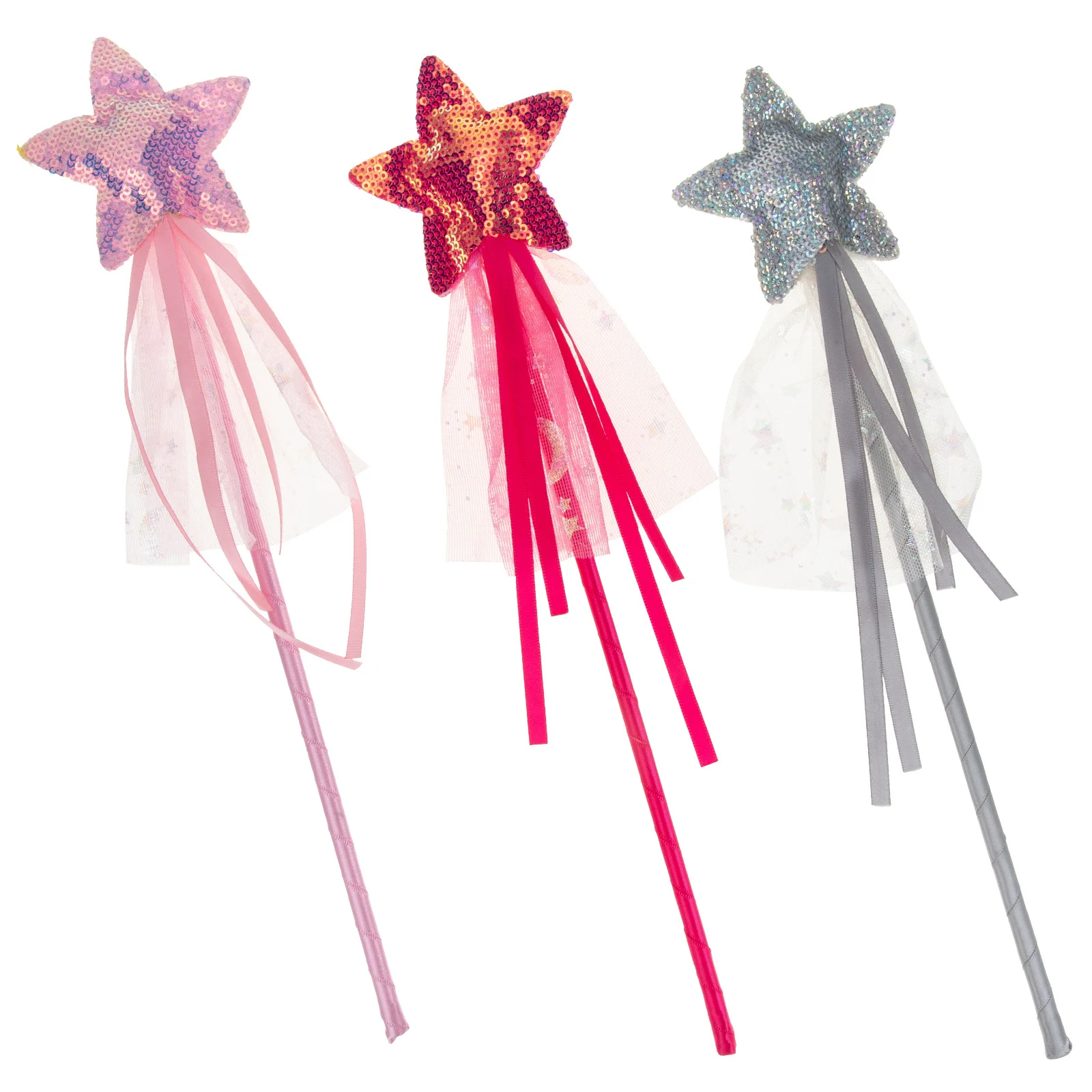 3 個グリッタースター妖精の杖光沢のあるコスプレ小道具キッズパーティー用品女の子妖精の杖キッズパーティー用品