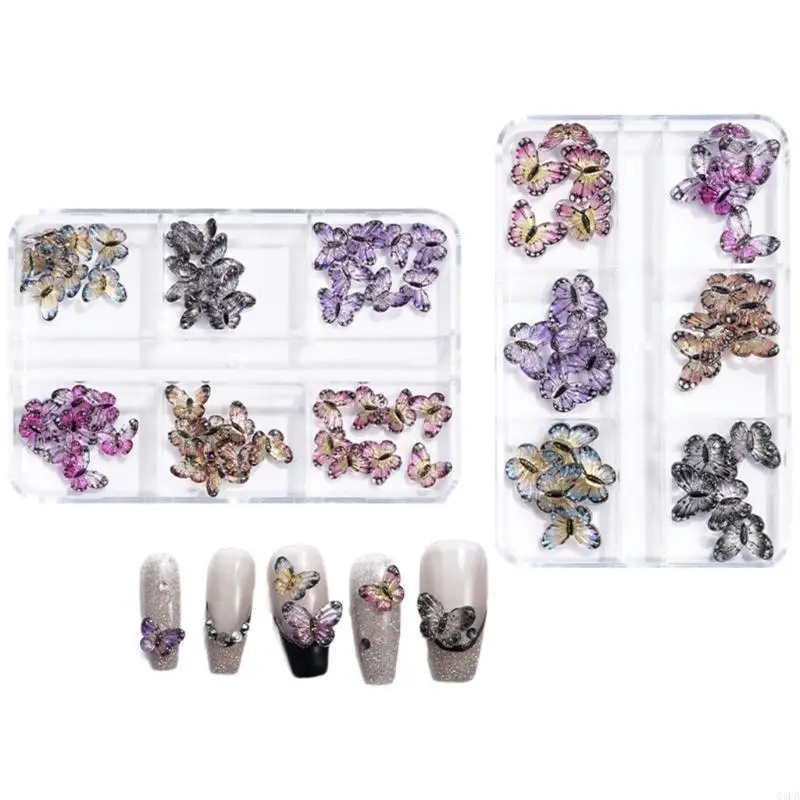 Q1FB 1SET Butterfly Nails Charm for Women and Girls Nails Nails Art Rhinestonshosts Crafts Supplies Sovelizing
