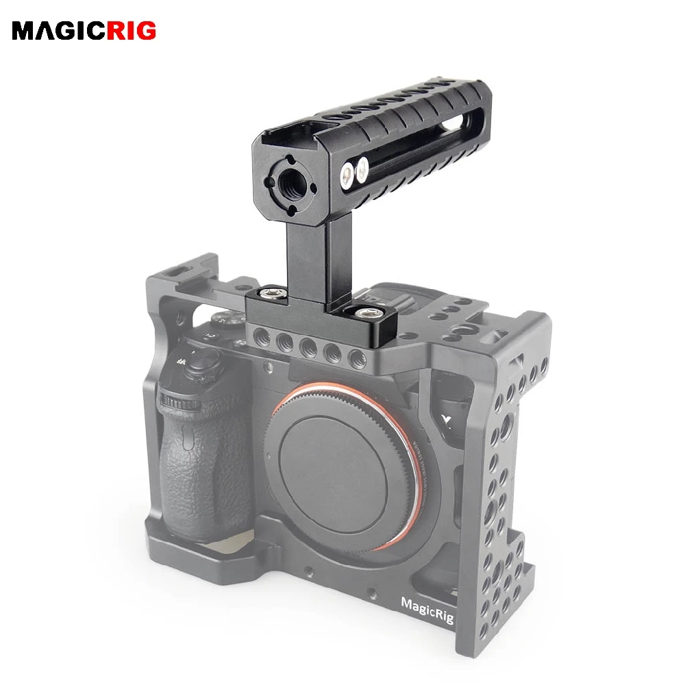 MAGICRIG Camera Top Handle with Cold Shoe Mount/ 1/4\'\' Screws for A6500 A7C R5 R6 A7RIII A7III Z6 BMPCC 4K 6K Camera Cage