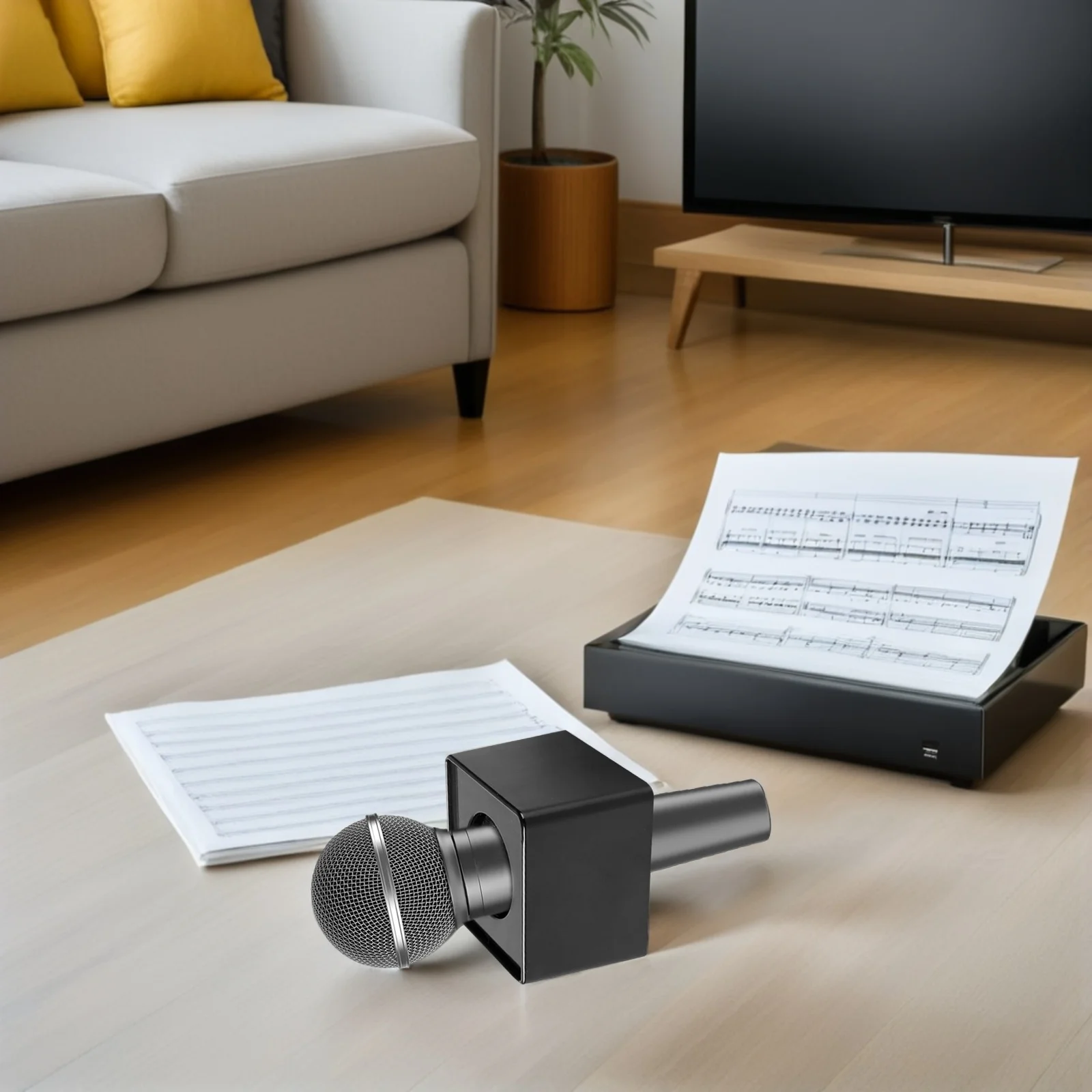 

2Pcs Triangle Square ABS Microphone Station Logo Portable Injection Molding Professional Interview Mic Flag Cube Shape Large