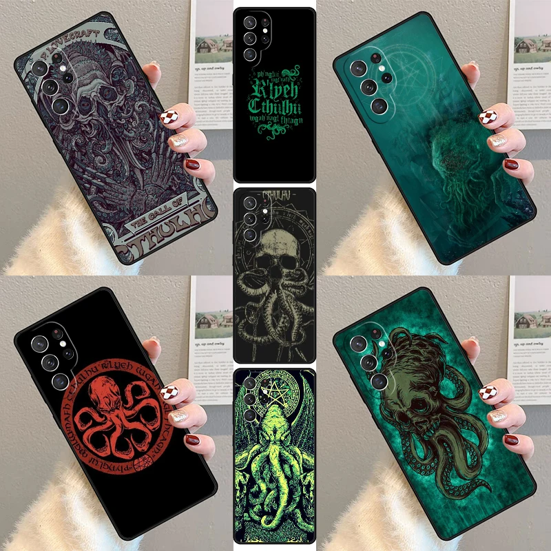 Cthulhu Fhtagn Gothic Phone Case For Samsung Galaxy S23 S21 S20 FE S24 S22 Ultra Note20 S10 S9 S8 Plus Silicone Cover