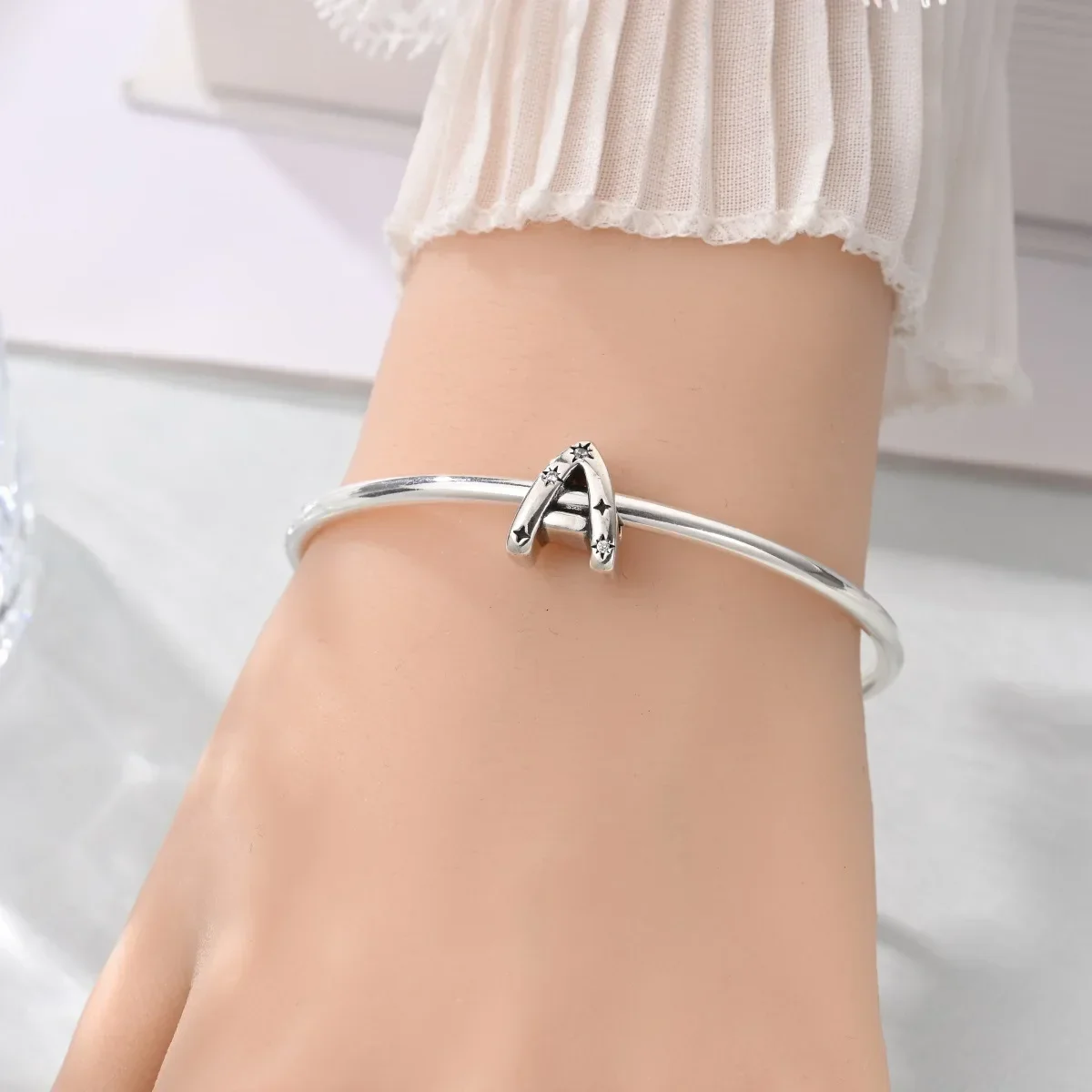 New trendy 26 English letters white copper European-style zirconia-studded DIY versatile accessory bracelet component