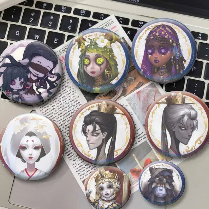 Anime Game Identity V Brooch Cartoon Role Prospector Grave Keeper Bloody Queen Badge Round Lapel Pins Backpack Clothes Accessory
