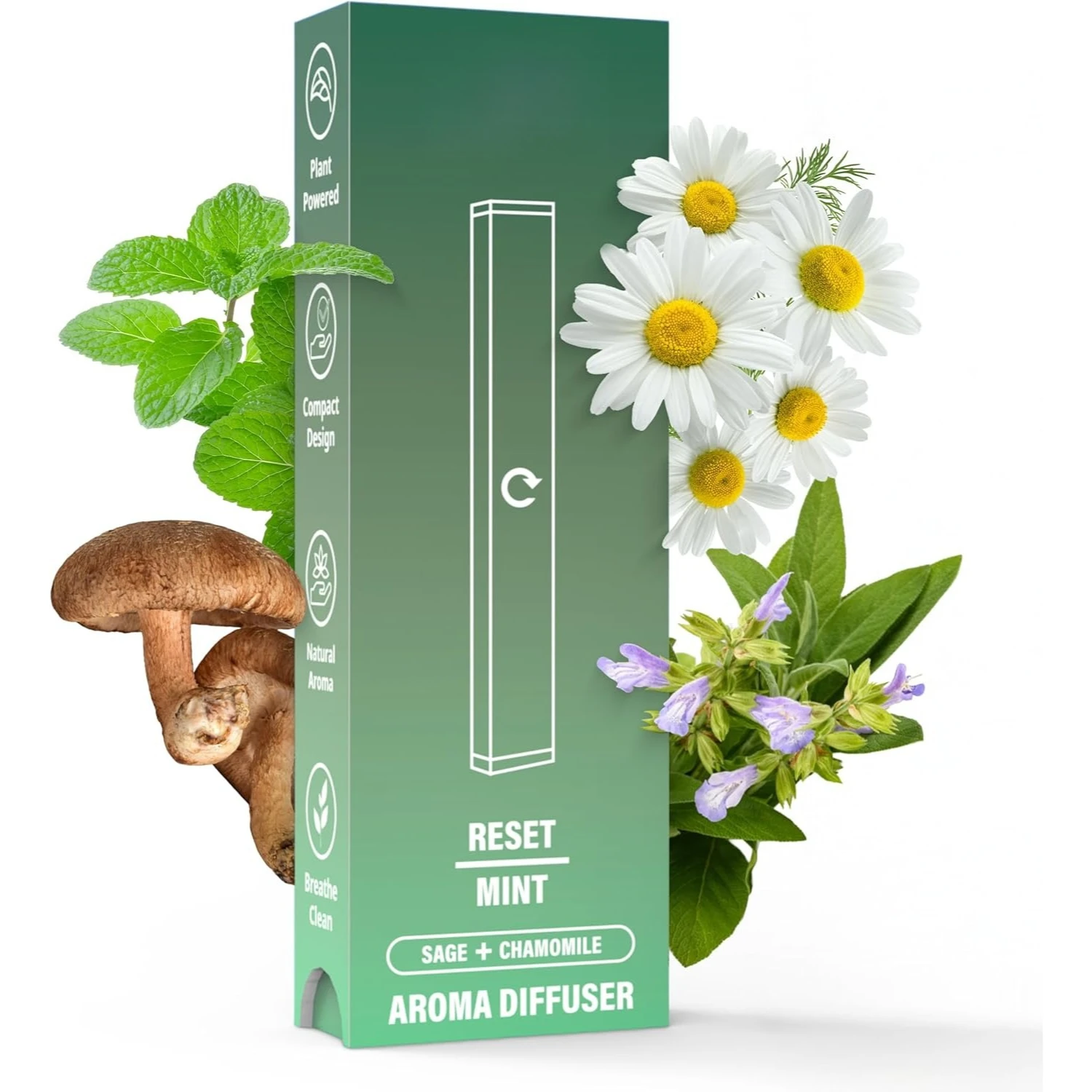 

Ароматерапевтический диффузор-ручка Herbal Diffuser Pen Fresh Reset на 500 применений с экстрактами мяты, шалфея и ромашки, натуральное растительное эфирное масло