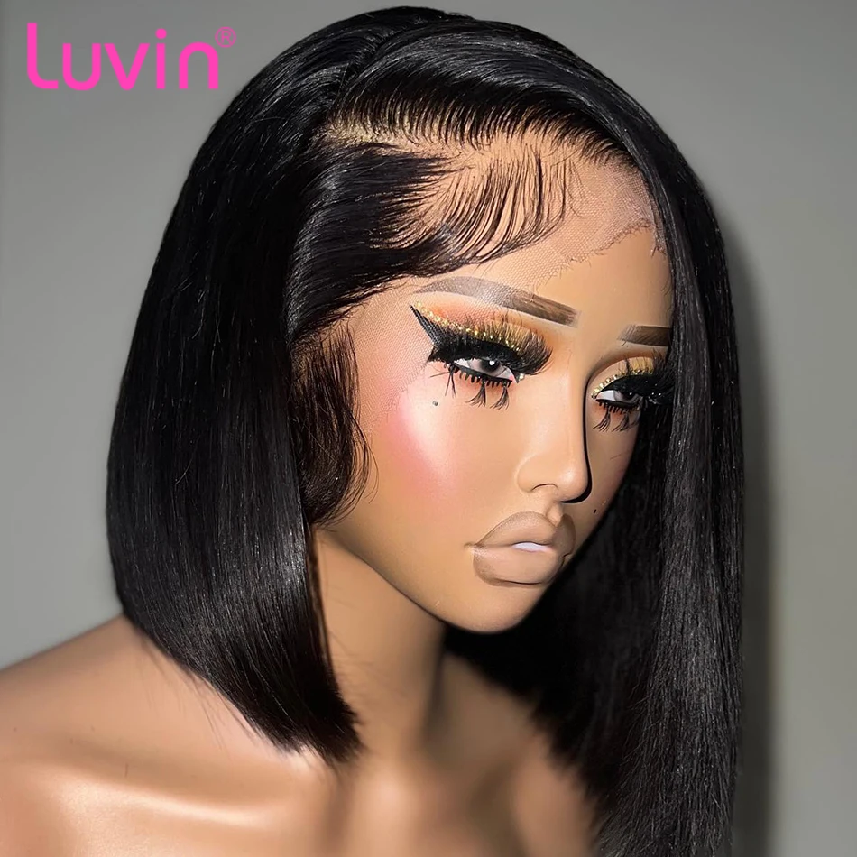 Luvin HD Transparent 13x6 Straight Lace Frontal Bob Wig Pre Plucked 13x4 Human Hair Wigs Short 5x5 Bob Glueless Wig For Women