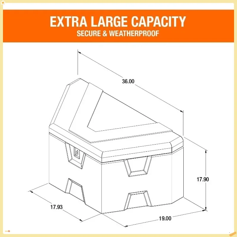 18x19x36" Black Poly Trailer Tongue Storage Box (1701680) - USA-Made, Tool/Cargo Organizer