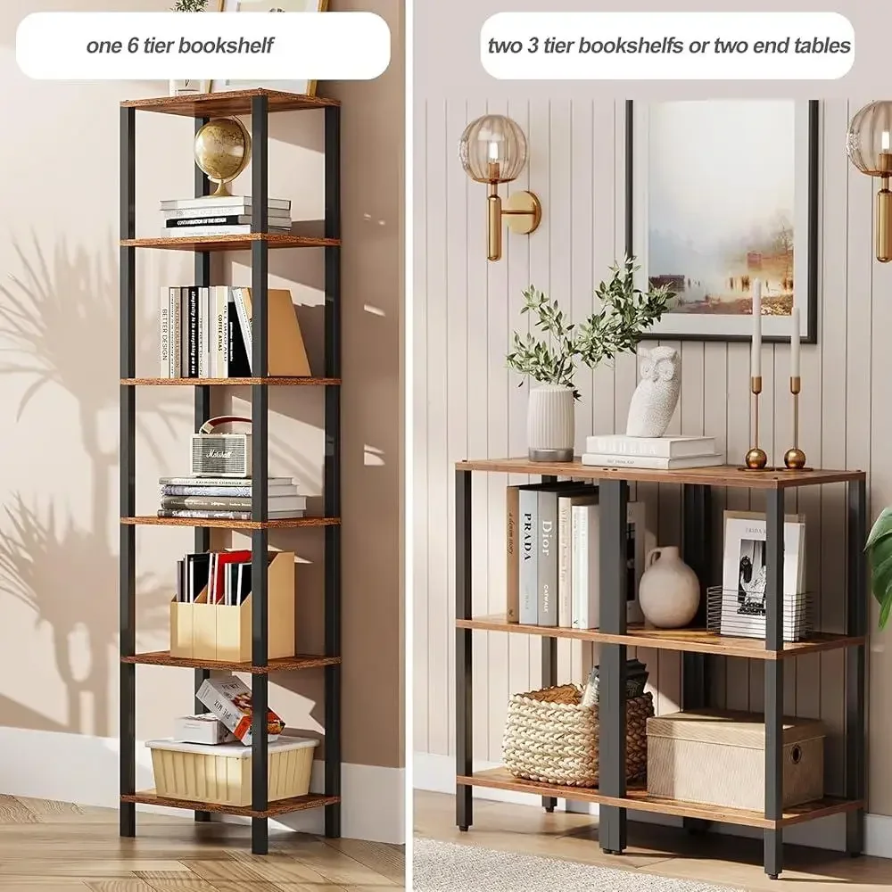رف كتب ضيق بطول 6 طبقات، خزانة كتب قابلة للتكديس، غرفة المعيشة، مكتب، غرفة النوم، مدخل المطبخ، منظم تخزين متعدد الوظائف