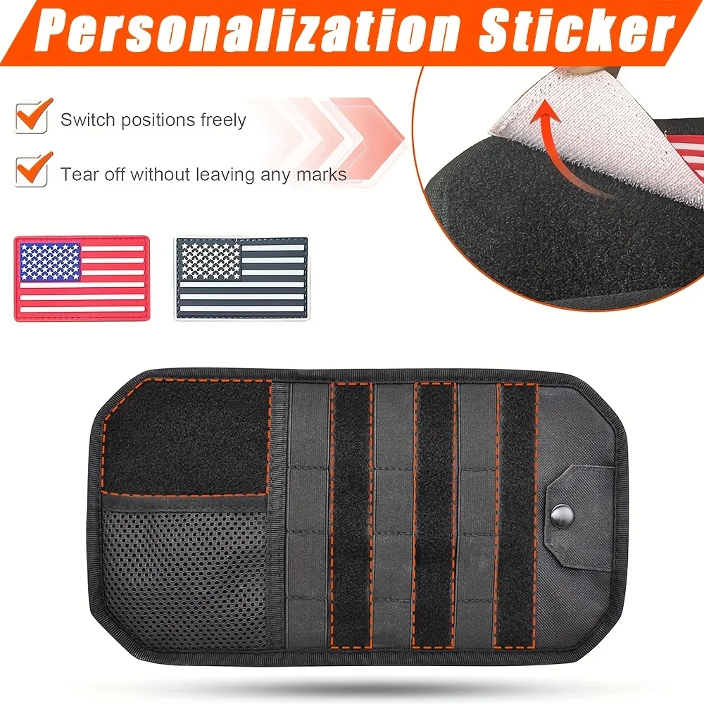 Car Sun Visor Storage Bag with Molle System & Double Zipper Closure - Heavy-Duty All-in-One Organizer with MOLLE Webbing
