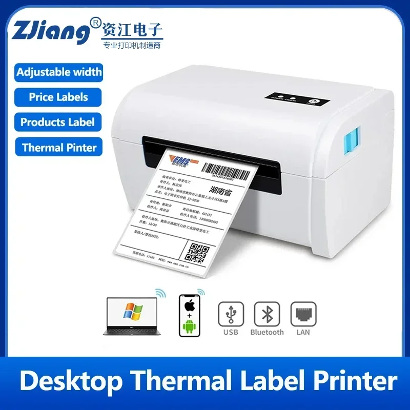 ZJ9200 Thermal High Speed Label Printer, Shipping Label Maker, Express Barcode Sticker, USB BT, Desktop Printer, 4x6 Inch