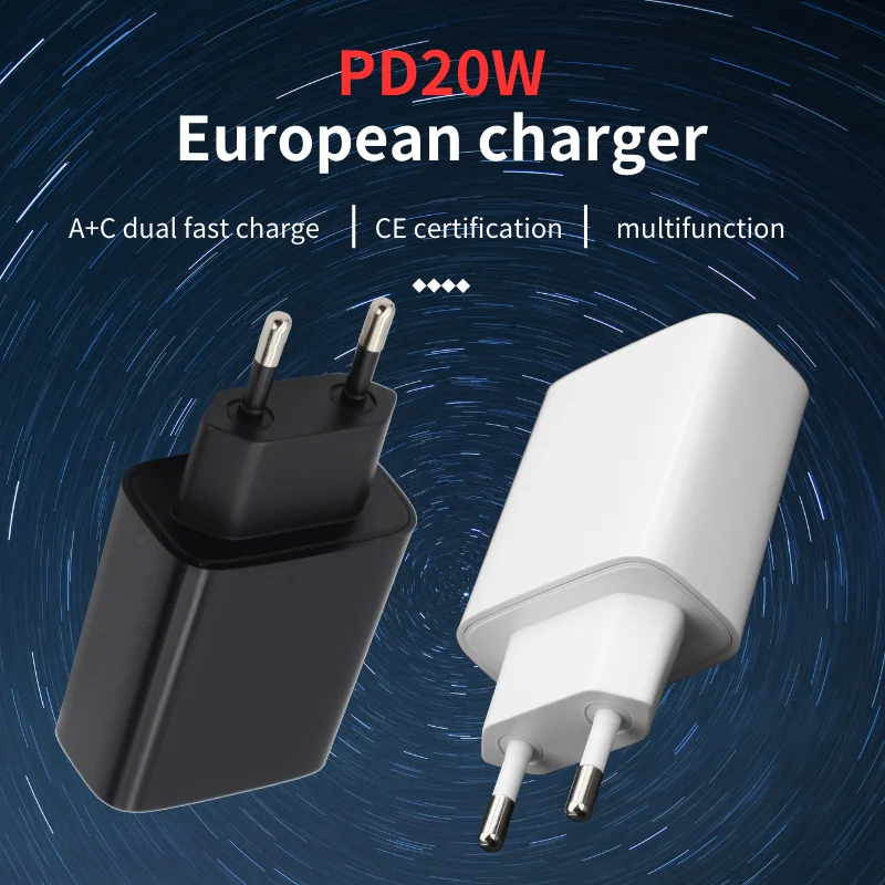 PD20w European Standard Charger Compaliable with IPhone Huawei Xiaomi General Europe France Spain Germany USB Fast Charge Typec