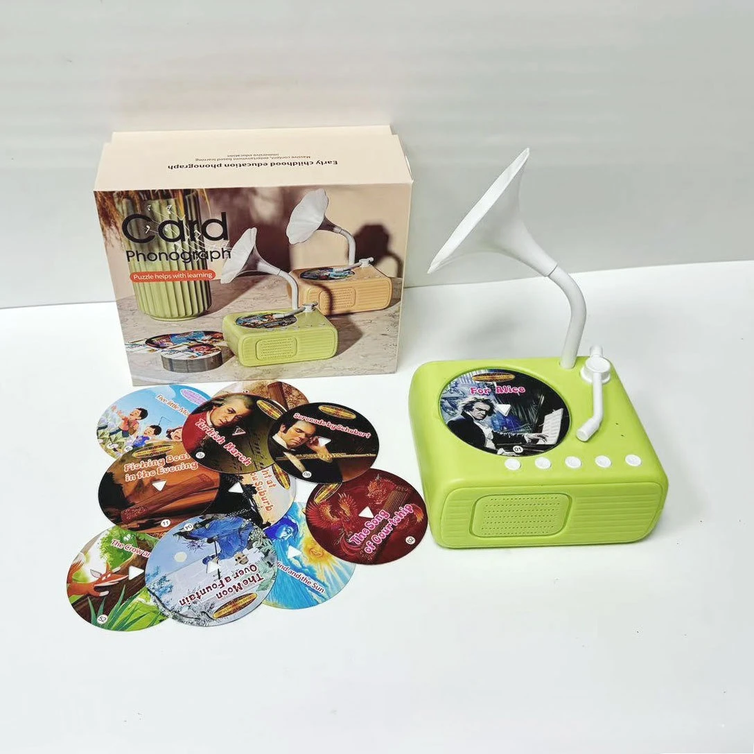 子供用蓄音機 96枚カード ストーリーテリングマシン 英語 子供の学習 教育 幼児期のおもちゃ カード蓄音機