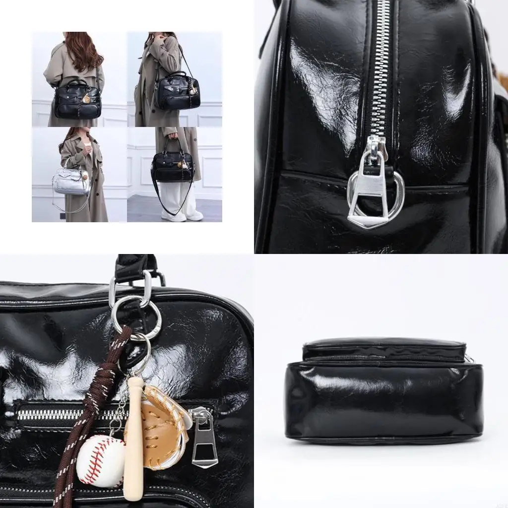 

Большая вместительная сумка через плечо из искусственной кожи с декоративной подвеской под мышками для профессионалов и