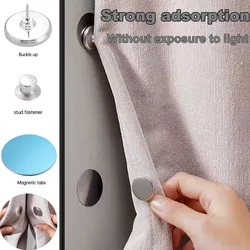 4/8pairs Curtain Magnetic Button Detachable Curtain Fix Fastener Clip Prevent Light Adjustment Window Screen Close Magnet Buckle