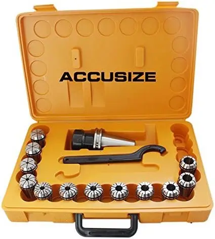 Cat40 Shank and 12 Pc Er32 Collet Set with Wrench in Fitted Strong Box, 3/32 to 1 inch, Ct40-Er32