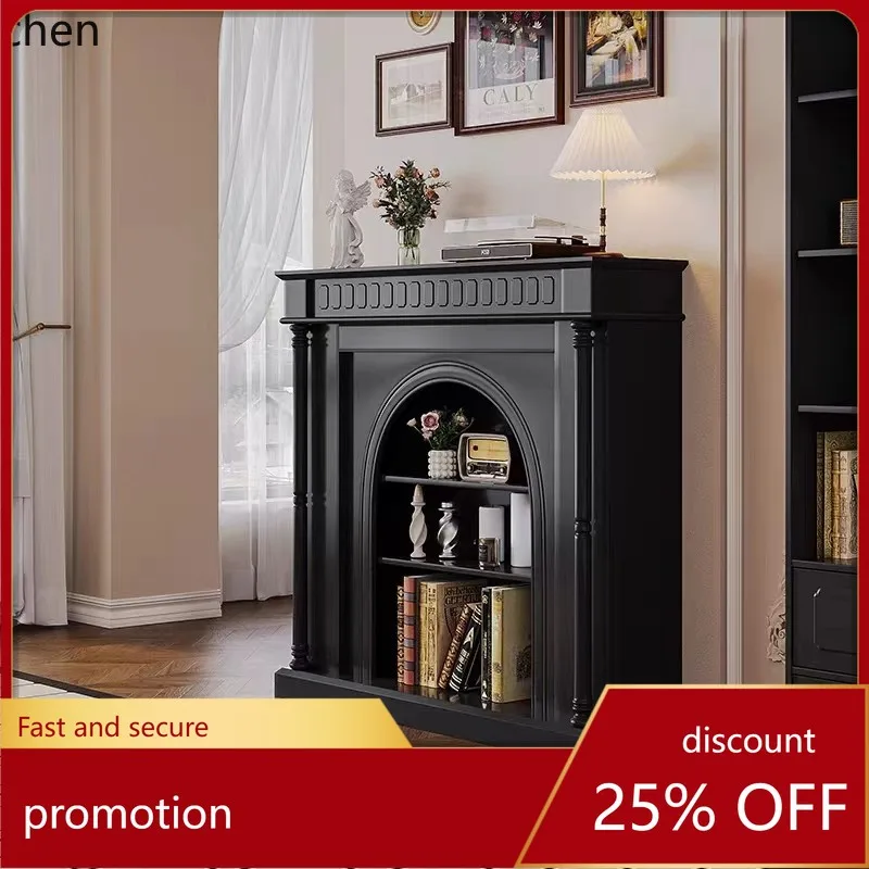 ZMLsolid wood cream wind simulation fireplace wall entrance living room decoration cabinet home decor