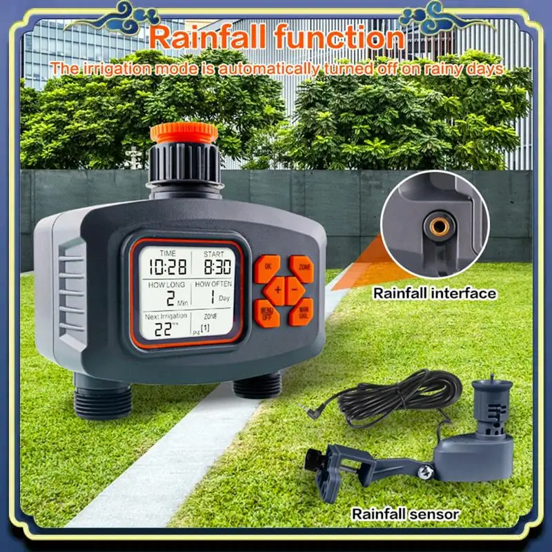 A56P-2-Way Water Timer LCD Display Timer Waterproof IP65 Home Garden Irrigation Rainfall Timer Automatic Controller System