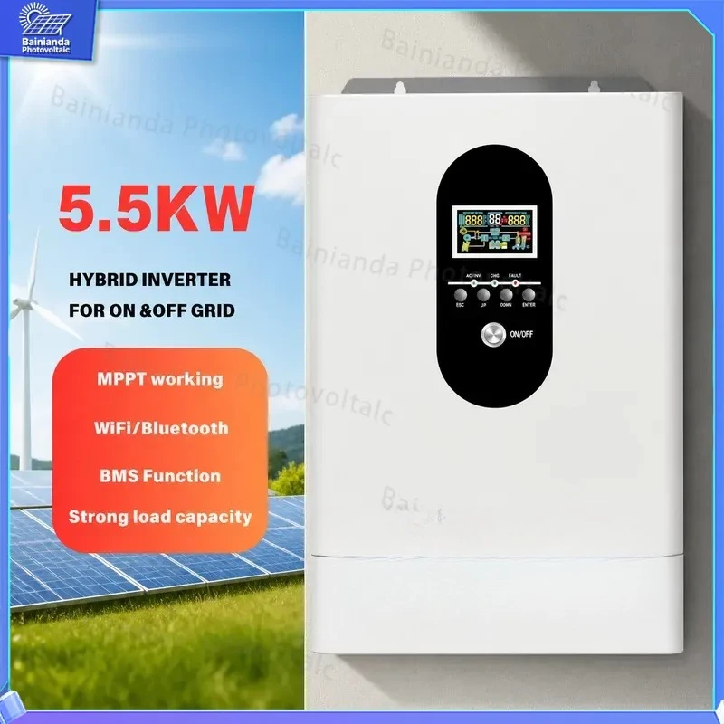 3kW 5.5kW Hybrid Solar Inverter 110V 220V Off Grid PV Wind Power System MPPT Controller WiFi DC 12V 24V 48V Home Energy