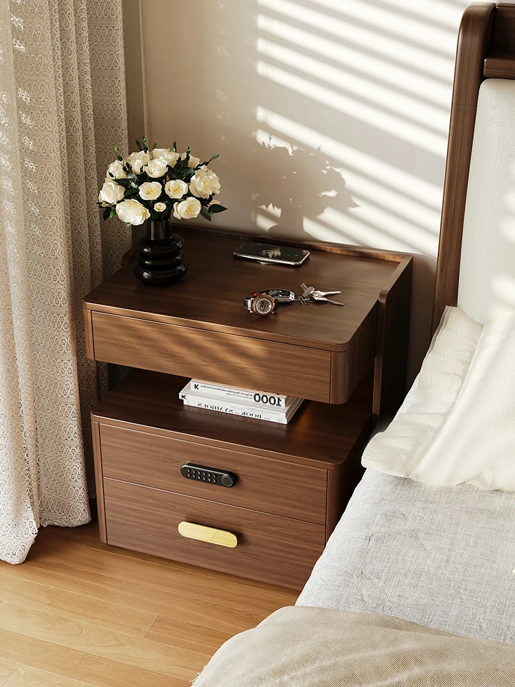 

QZT solid wood bedside table bedroom smart locker side cabinet