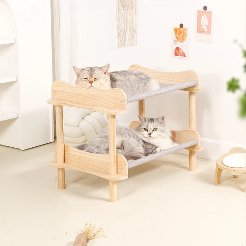 

Multi-Level Pet Bed Solid Wood Cat and Dog House Moisture-Proof and Mold-Resistant Favorite Animal Nest Detachable and Stackable