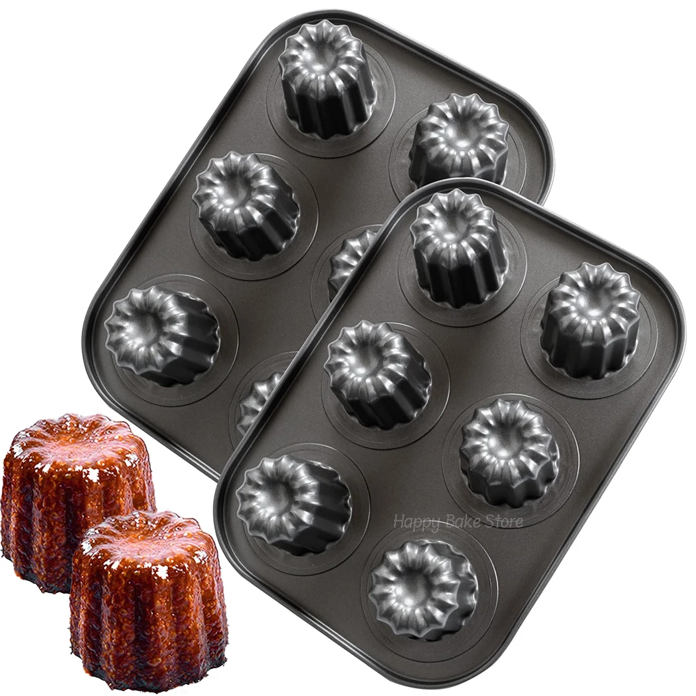 

6-Cavity Carbon Steel Mini Canele Mold, Non-Stick Cake Pan, For Pastry, Dessert, Bread, Muffin, DIY Kitchen Baking Accessories