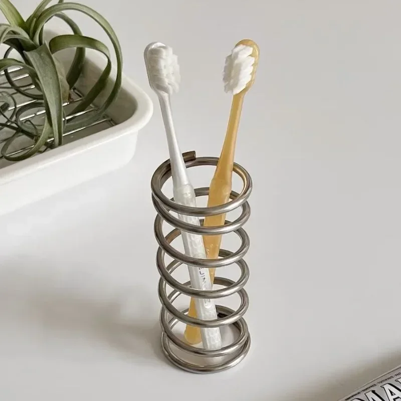 

Creative Stainless Steel Toothbrush Holder Metal Bathroom Toothware Rack Toothpaste Makeup Brush Storage Decoration Storage Rack