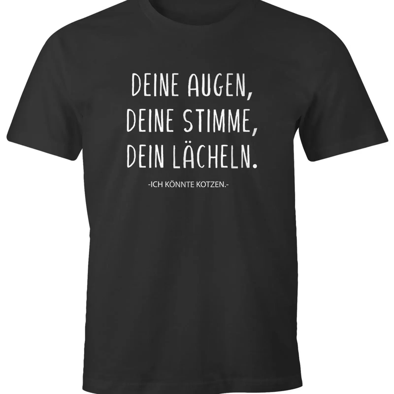 MoonWorks Herren-T-Shirt mit deutschem Text „Deine Augen Stimme Dein Lächeln“ Sprache Vintage Washed Soft Unisex Vielseitig