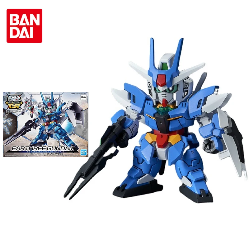 Bandai Gundam Model Kit Anime Figure SDCS 15 PFF-X7/E3 EARTHREE GUNDAM Genuine Gunpla Model Action Toy Figure Toys for Children