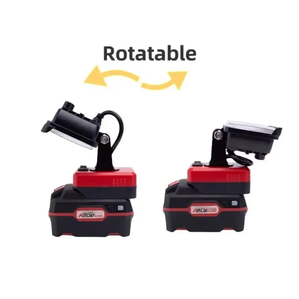 

12W LED work Light Portable Portable For Parkside X20V TEAM Battery Led Lamp W/USb C-type Converter Charger Ports(No battery)