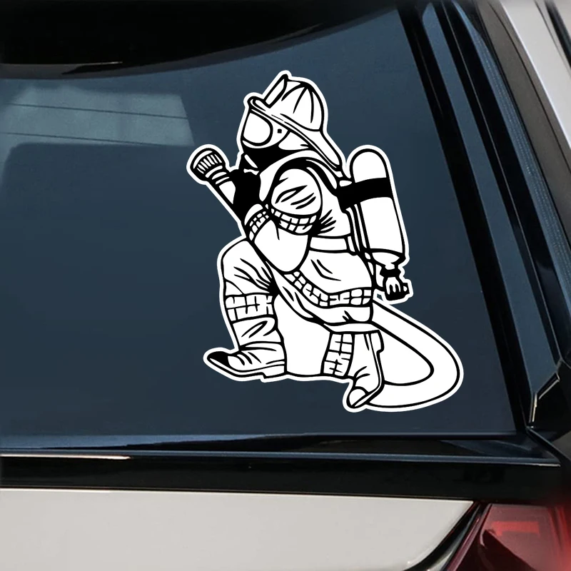 40334# Die-Cut Vinyl Decal Firefighter Car Sticker Waterproof Auto Decors on Car Body Bumper Rear Window