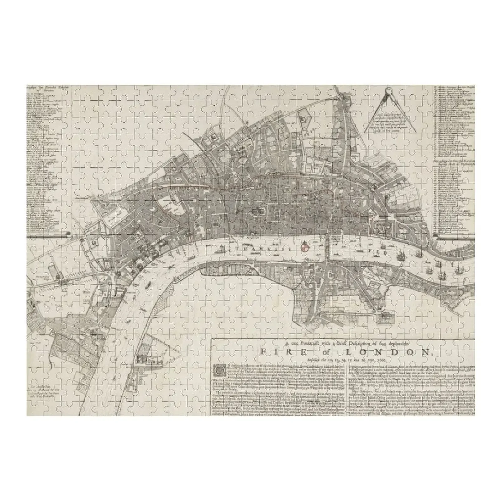 

Vintage Great Fire of London Map (1666) Jigsaw Puzzle Custom Kids Toy Customized Photo Puzzle