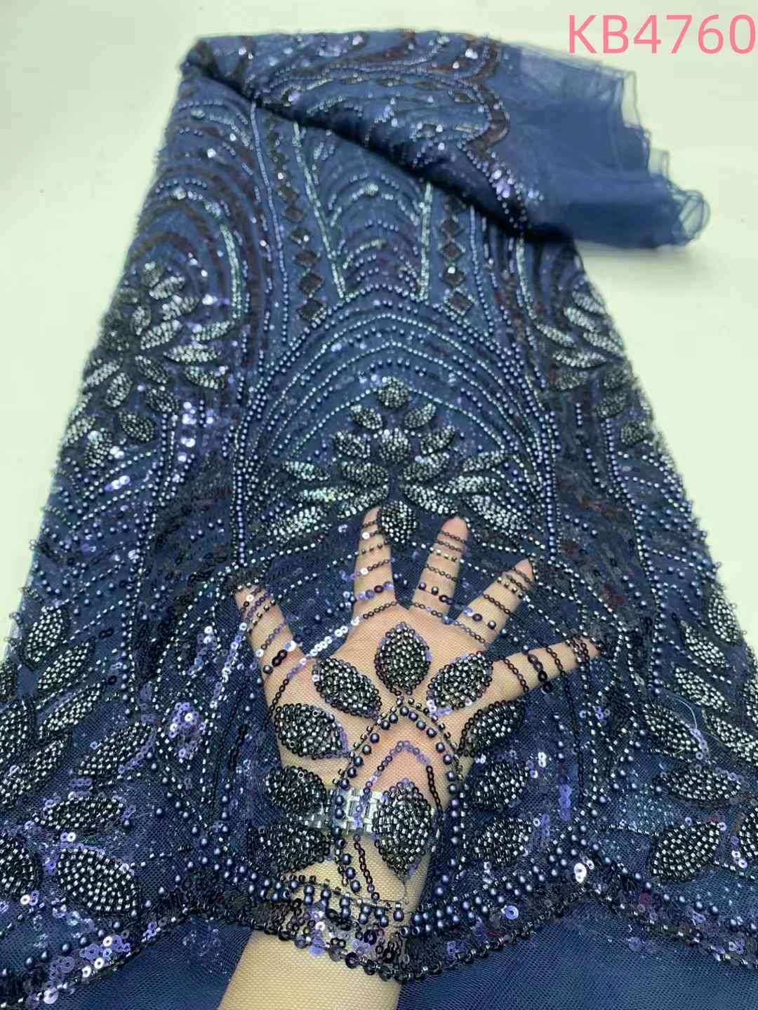 5 jardów czerwonej koronki z koralikami Nigeria Tkanina Wysokiej jakości afrykański ślub 2025 Fioletowe liliowe cekiny Tiulowa koronka do szycia KB4760