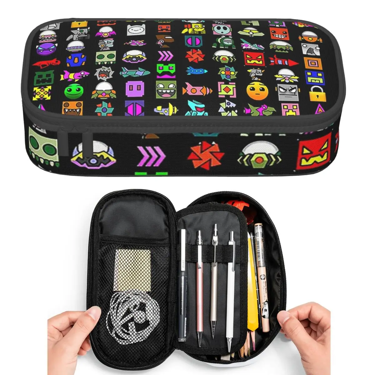 

Geometry Dash Pencil Cases for Students Pen Box Pencil Bag Large Capacity Pencil Pouch Pen Holder